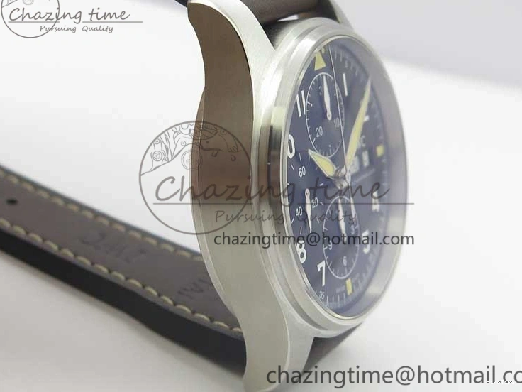 MIROTIME 0508 Pilot Chrono Spitfire IW387903 SS ZF 1:1 Best Edition Black Dial on Brown Leather Strap A OdorResistant 7127